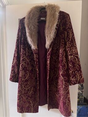 Giacca RARE Jacquard Tapestry Penny lane Coat Removable Faux Fur Collar